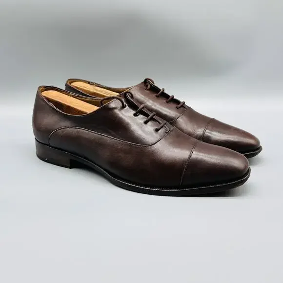 Elegant Dark Brown Cap Toe Oxfords - Picture 2 of 11